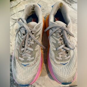 Women’s Gray/Pink/Orange Hoka Gaviiota 4 Athletic Running Sneakers— 8.5